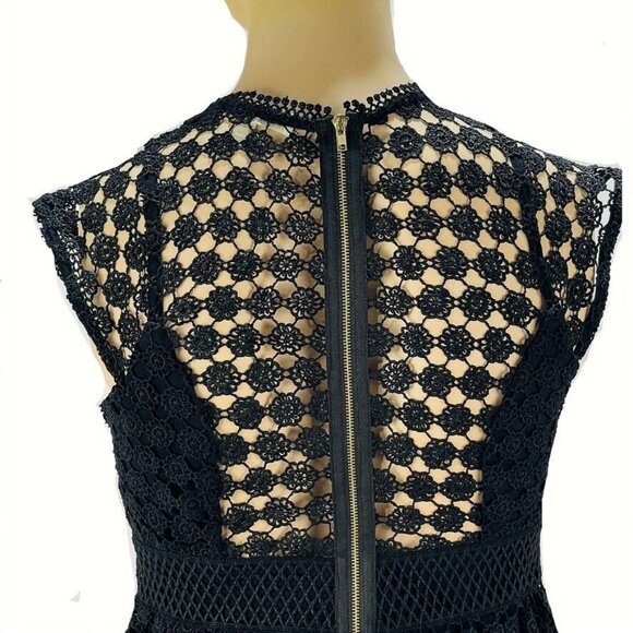 Anthropologie ERI + ALI Morea Black Crocheted Fit and Flare Dress Size 2P - Picture 3 of 11